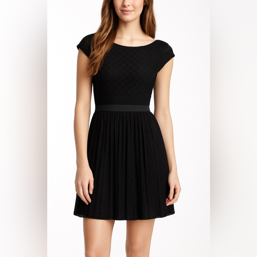 BLACK Willow & Clay eyelet pleated skirt dress Anthropologie size XS